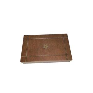 Vintage Wooden Jewelry Box With Velvet Interior & Gold Detailing - Made In Japan